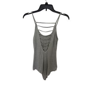 Emma & Sam Striped Bodysuit Strappy Open Front Size XS Festival